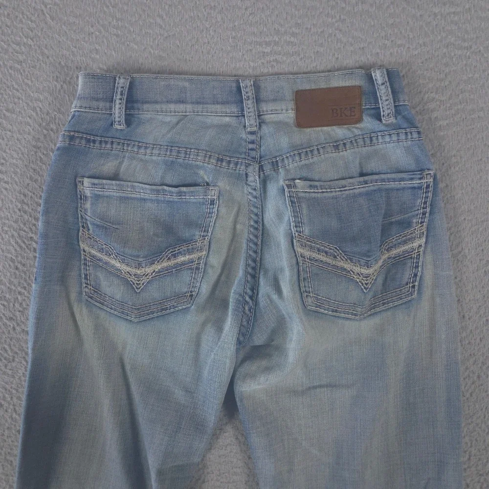 BKE Jeans Men 29x32 Long Blue Aiden‎ Bootleg Stretch Medium Wash Whiskered Denim